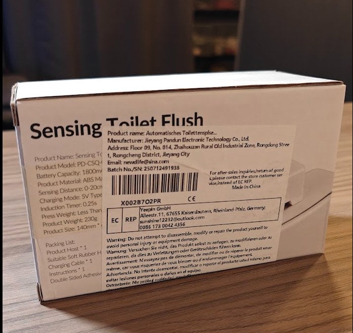 Sensing Toilet Flush - specifikationer