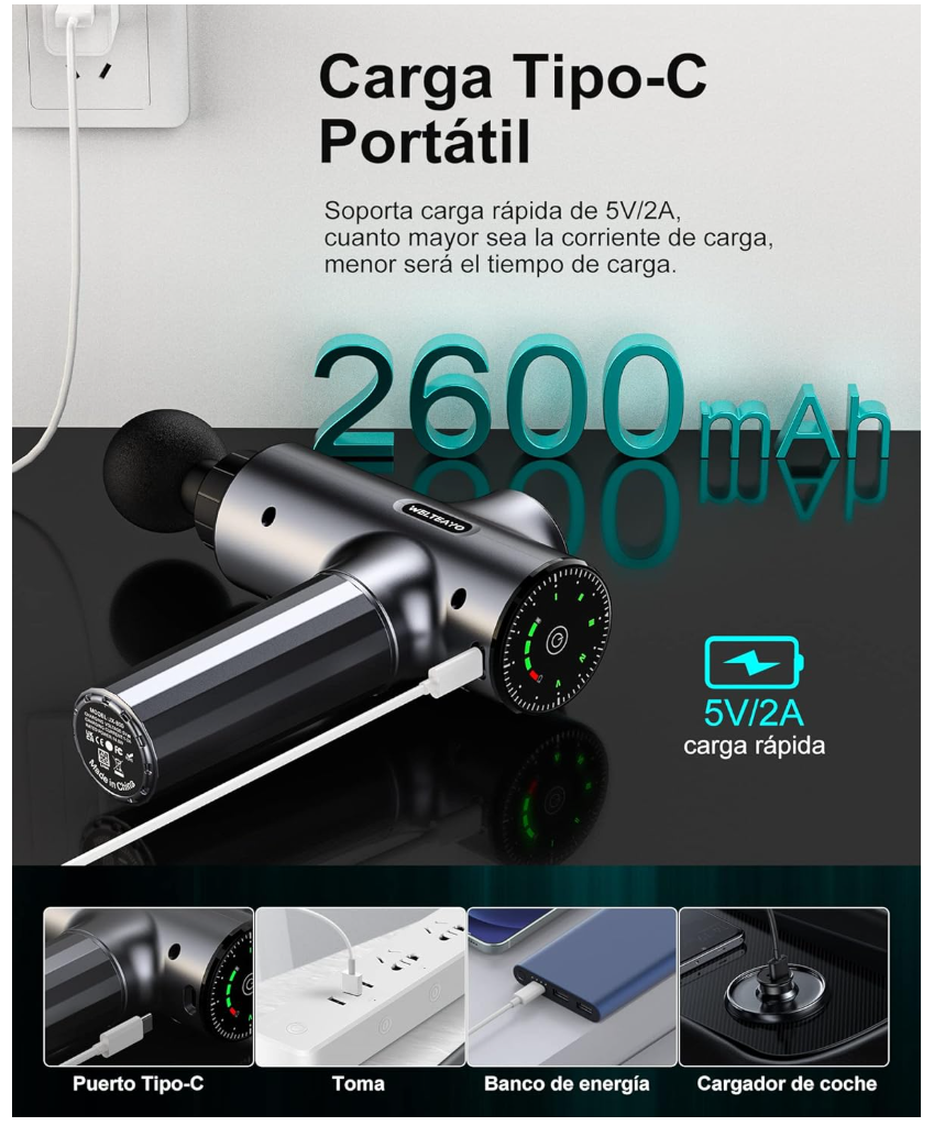 Weltayo Massage Pistol (JX800) - 2600 mAh High Power