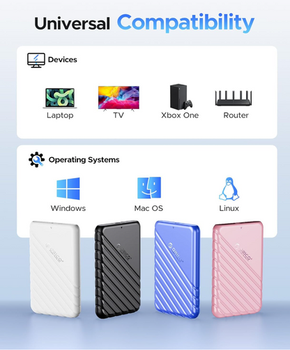 Orico 2.5" Hard Drive enclosure USB 3.0 (Hvid)  - ingen Harddisk medfølger