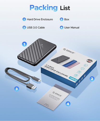 Orico 2.5" Hard Drive enclosure USB 3.0 (Hvid)  - ingen Harddisk medfølger